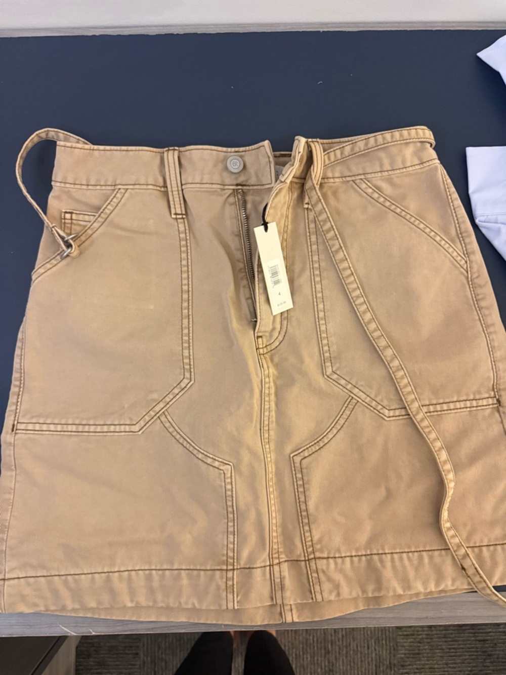 Khaki Utility Mini Skirt with Belt
